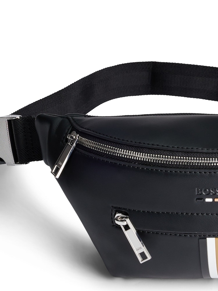 BOSS Black Faux-Leather Belt Bag With Signature Stripe - Image 6 of 6