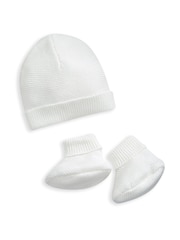 Mamas & Papas 2 Piece Fine Knit 100% Cotton Hat & Booties Set - Image 2 of 4