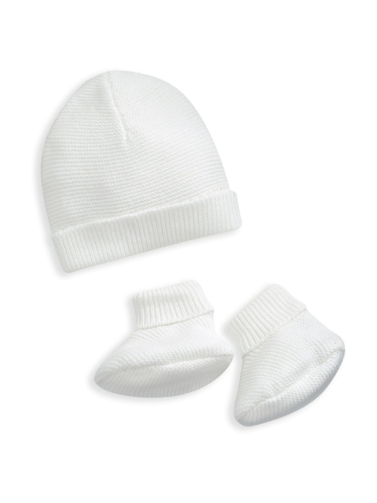 Mamas & Papas 2 Piece Fine Knit 100% Cotton Hat & Booties Set - Image 2 of 4
