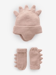 Neutral Dinosaur Hat and Mittens Set (3mths-6yrs) - Image 1 of 5