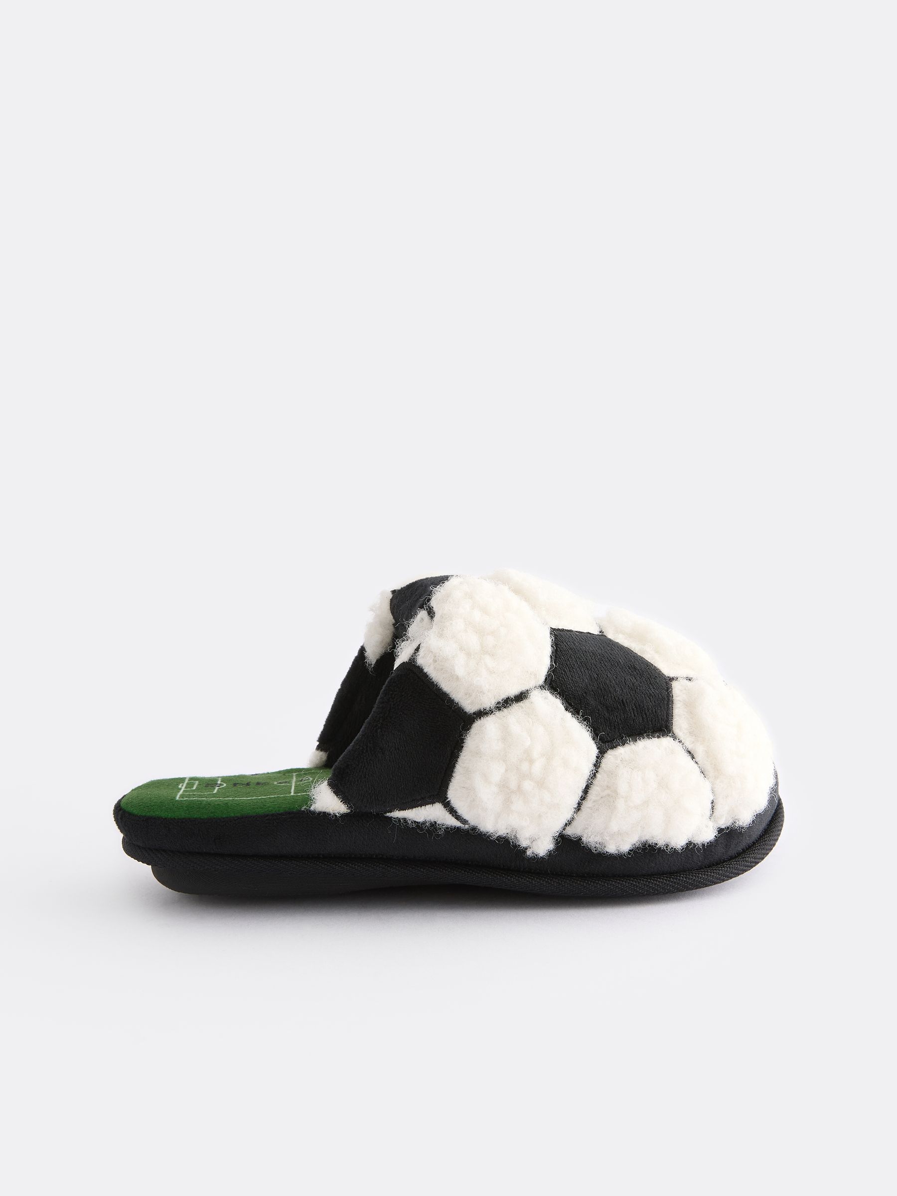 Buy Black White Fluffy Football Slippers Mules from Next Luxembourg
