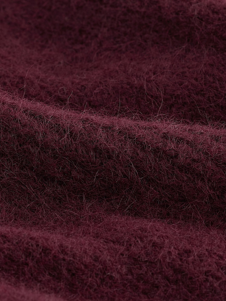 Red Burgundy Relaxed Fit Soft Touch V-Neck Knitted Jumper with Wool - Image 4 of 4