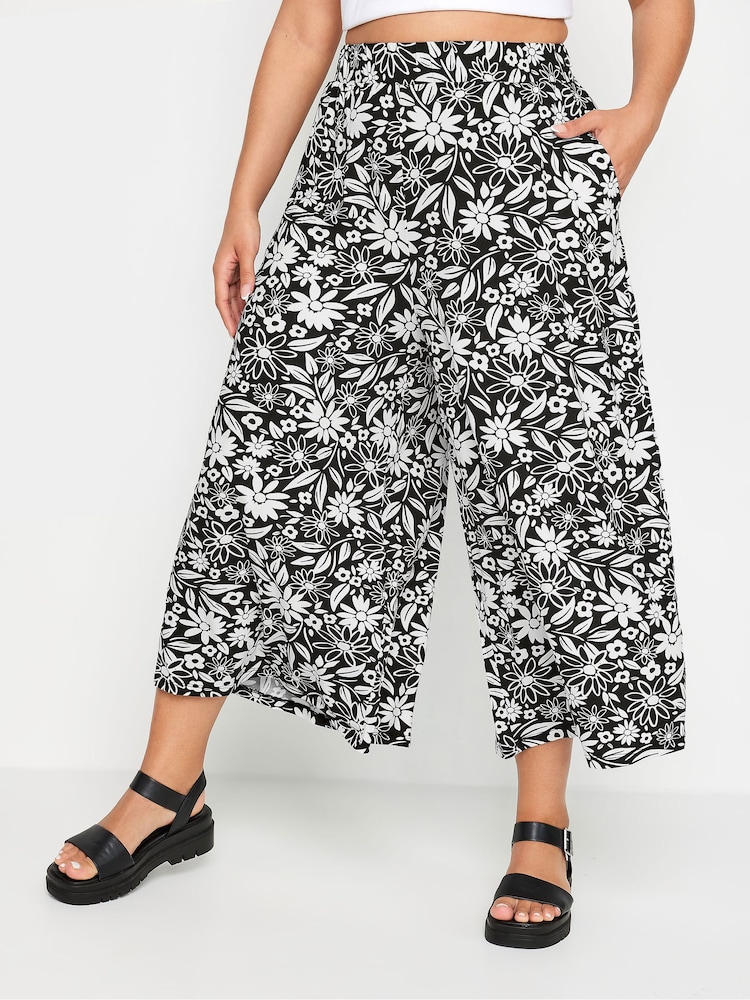 Yours Curve Black Jersey Midaxi Culottes - Image 1 of 5 Yours Curve Black Jersey Midaxi Culottes - Image 1 of 5