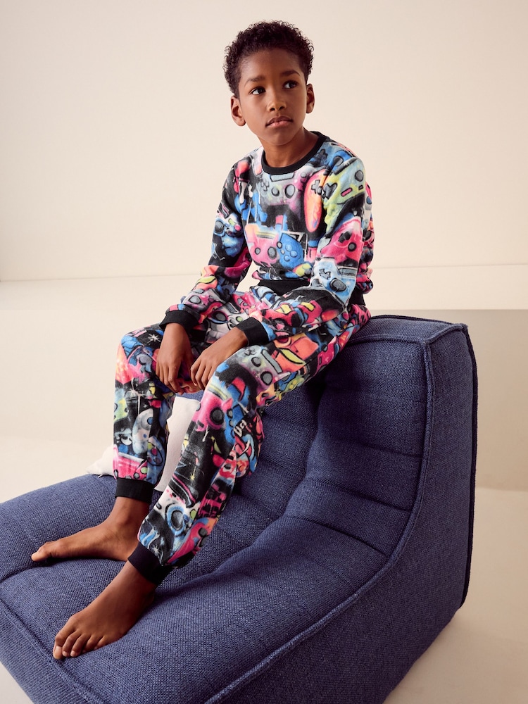 Multi Bright Gamer Single Soft Touch Fleece With Elastane (3-16yrs) - Image 1 of 9