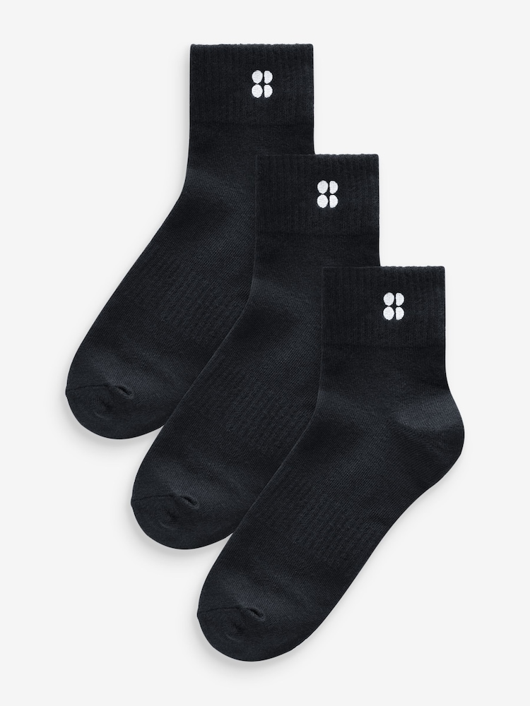 Sweaty Betty Black Essentials Mid Socks 3 Pack - Image 1 of 4