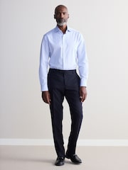 Blue Stripe Slim Fit Signature Single Cuff Texture Pima Cotton Shirt With Cutaway Collar - Image 2 of 8