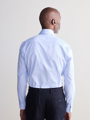 Blue Stripe Slim Fit Signature Single Cuff Texture Pima Cotton Shirt With Cutaway Collar - Image 4 of 8