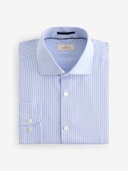 Blue Stripe Slim Fit Signature Single Cuff Texture Pima Cotton Shirt With Cutaway Collar - Image 6 of 8
