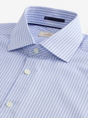 Blue Stripe Slim Fit Signature Single Cuff Texture Pima Cotton Shirt With Cutaway Collar - Image 7 of 8