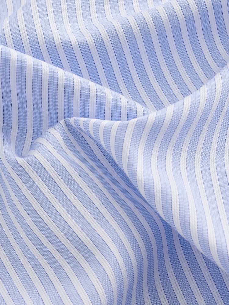 Blue Stripe Slim Fit Signature Single Cuff Texture Pima Cotton Shirt With Cutaway Collar - Image 8 of 8