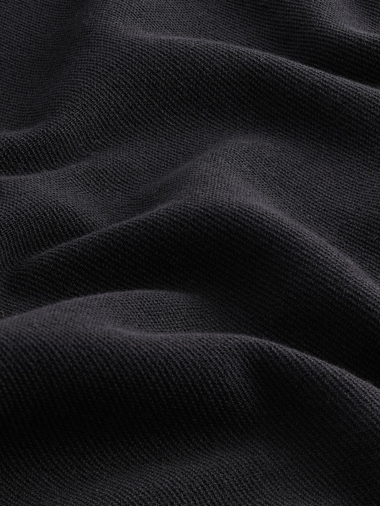 Black Regular Fit Cotton Rich Knit Long Sleeve Polo Shirt - Image 7 of 7