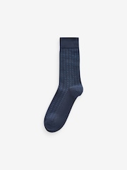 Navy Blue/Grey Pattern 12 Pack Mens Cotton Rich Black Socks - Image 7 of 14