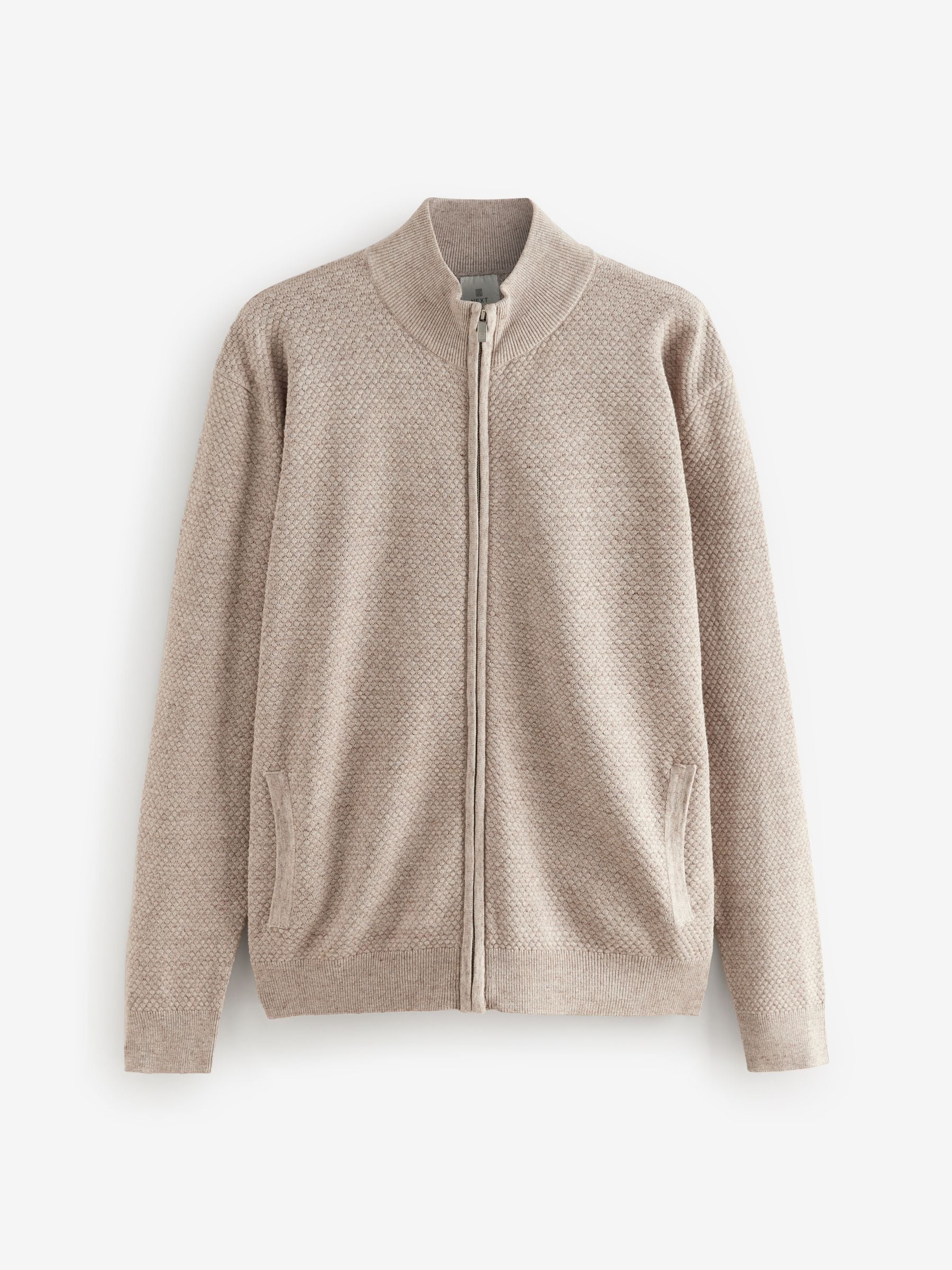 Buy Neutral Regular Fit Texture 100% Cotton Premium Zip
