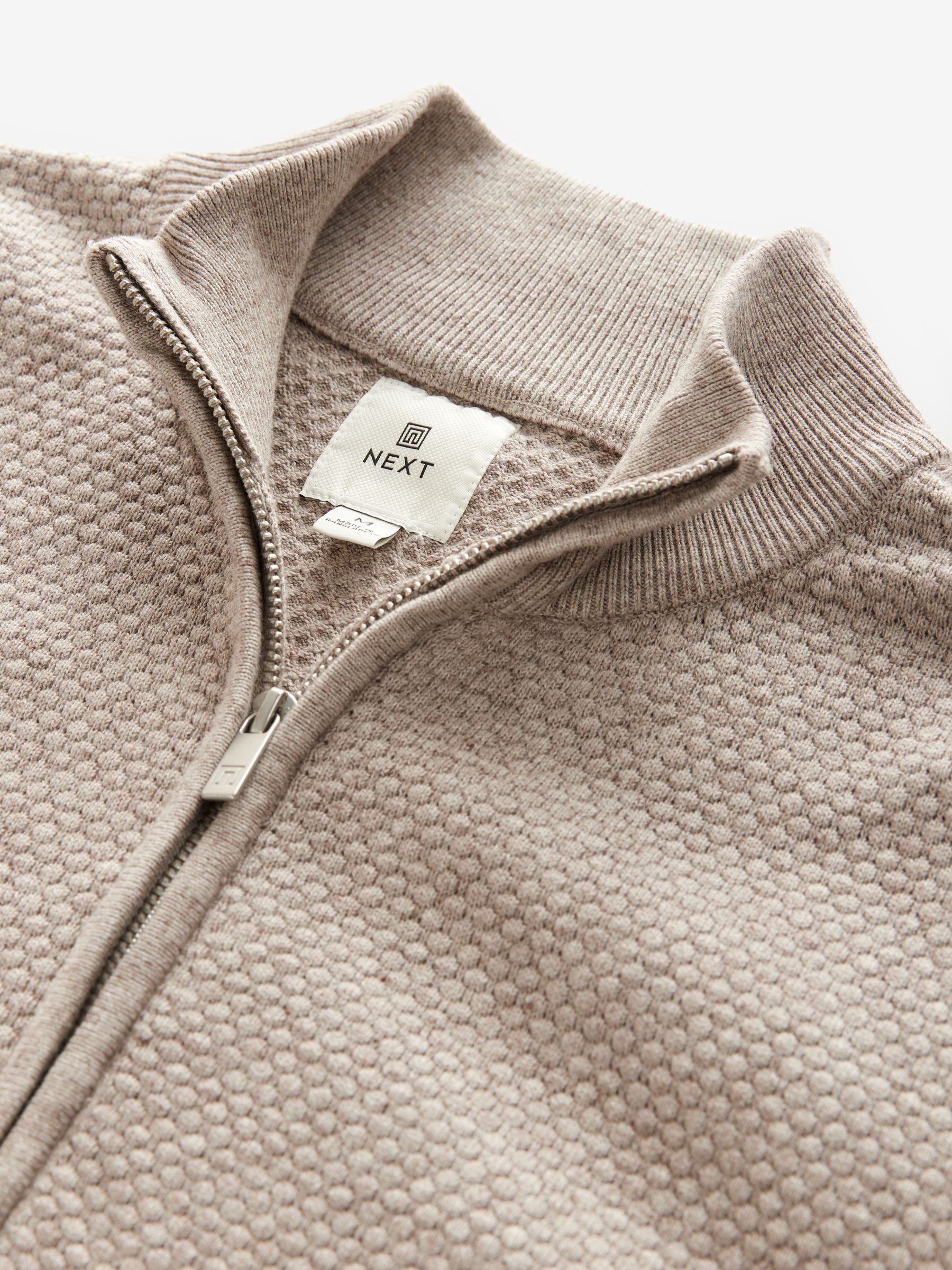 Buy Neutral Regular Fit Texture 100% Cotton Premium Zip