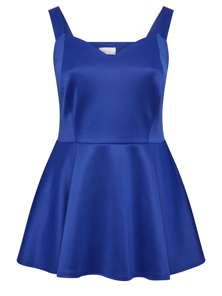 Yours Curve Blue Bow Back Peplum Top - Image 5 of 5
