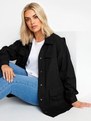 Yours Curve Black 100% Cotton Carpenter Twill Jacket - Image 4 of 5