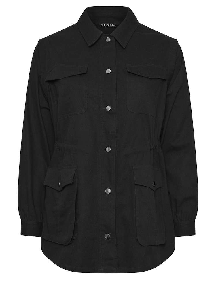 Yours Curve Black 100% Cotton Carpenter Twill Jacket - Image 5 of 5