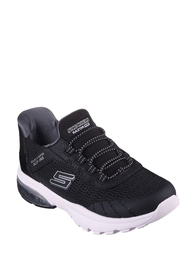 Skechers Black Chrome Kids Razor Air Hyper-Brisk Slip In Trainers - Image 1 of 3