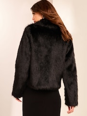 Lipsy Black Petite Faux Fur Shawl Collar Coat - Image 4 of 4