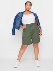 Yours Curve Green Crinkle Runner Shorts - Image 2 of 5