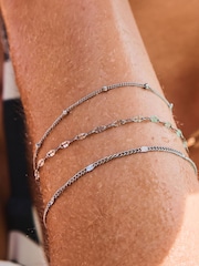 Silver Tone Stainless Steel Delicate Bracelets 3 Pack - Image 3 of 6