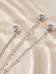 Silver Tone Stainless Steel Delicate Bracelets 3 Pack - Image 6 of 6