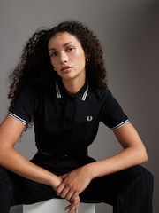 أسود/فضي - قميص بولو بحافة مزدوجة من Fred Perry  - صورة 1 من 6