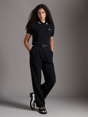 أسود/فضي - قميص بولو بحافة مزدوجة من Fred Perry  - صورة 2 من 6