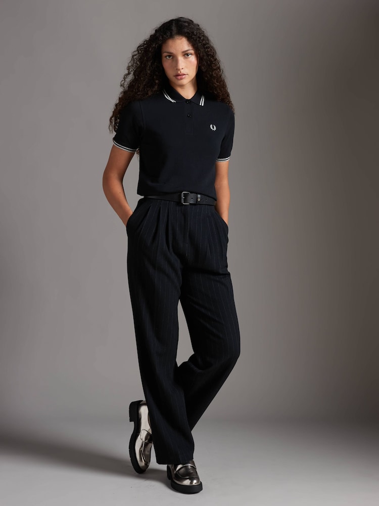أسود/فضي - قميص بولو بحافة مزدوجة من Fred Perry  - صورة 2 من 6