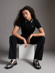 أسود/فضي - قميص بولو بحافة مزدوجة من Fred Perry  - صورة 3 من 6