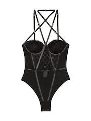 Victoria's Secret Black Faux Leather Monogram Bodysuit - Image 3 of 3