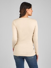 JoJo Maman Bébé Oatmeal Ribbed Jersey Maternity & Nursing Top - Image 2 of 4