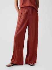 Gap Brown Crinkle Texture Satin Trousers - Image 2 of 5