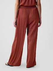 Gap Brown Crinkle Texture Satin Trousers - Image 3 of 5