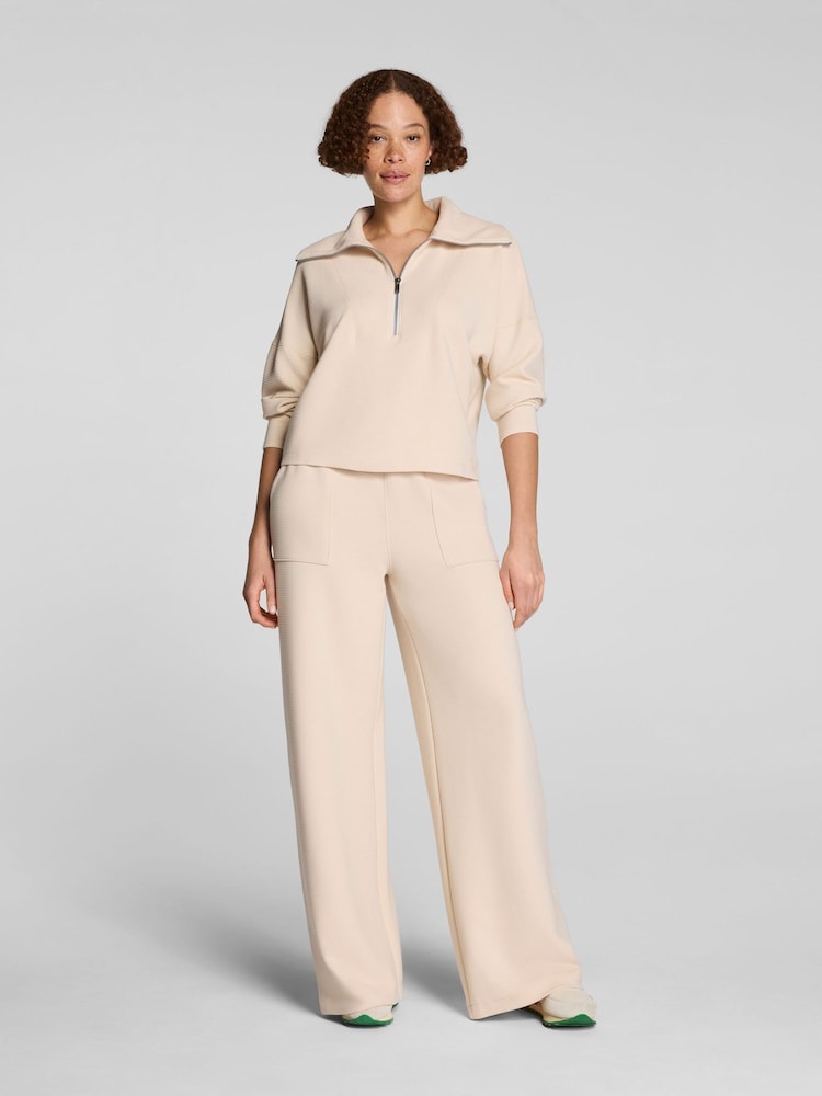 Spanx Cream AirEssentials® French Rib Wide Leg Trousers - Image 1 of 4 Spanx Cream AirEssentials® French Rib Wide Leg Trousers - Image 1 of 4