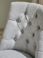 Set of 2 Chunky Weave Mid Grey Wolton Dark Wood Leg Collection Luxe Button Dining Chairs - Image 3 of 10