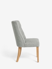 Set of 2 Chunky Weave Mid Grey Wolton Dark Wood Leg Collection Luxe Button Dining Chairs - Image 7 of 10