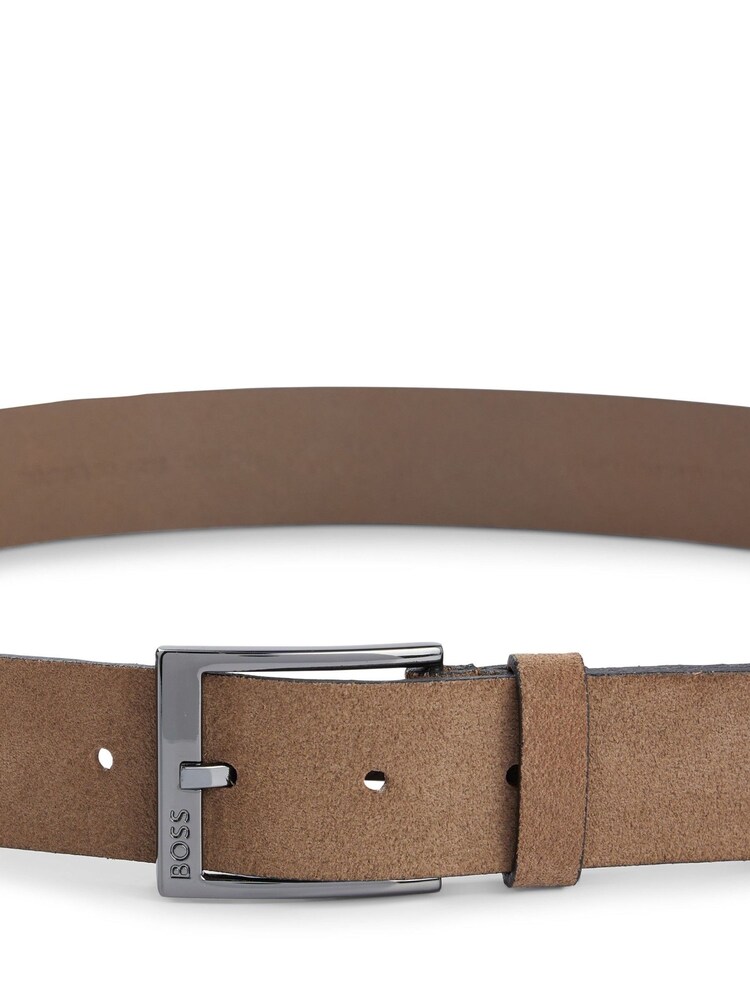 BOSS Natural BOSS Natural Italian-Suede Belt With Engraved Logo Buckle - Image 2 of 5