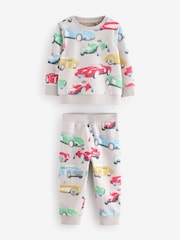 Cath Kidson Red/Ecru White Cars Single Cosy Fleece Pyjamas - Image 1 of 4