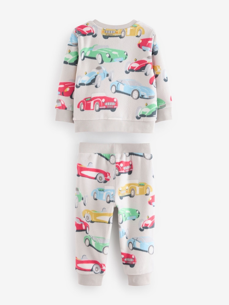 Cath Kidson Red/Ecru White Cars Single Cosy Fleece Pyjamas - Image 2 of 4