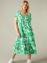 Live Unlimited Green Curve Paisley Print V-Neck Dress - Image 2 of 6