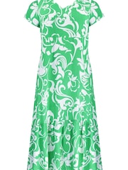Live Unlimited Green Curve Paisley Print V-Neck Dress - Image 5 of 6