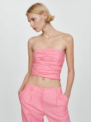Mango Pink Linen Bandeau Top - Image 1 of 7