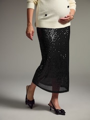 Black Maternity Sequin Skirt - Image 1 of 7