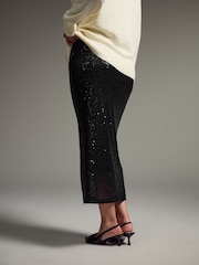 Black Maternity Sequin Skirt - Image 2 of 7