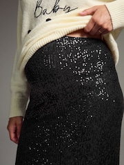 Black Maternity Sequin Skirt - Image 3 of 7