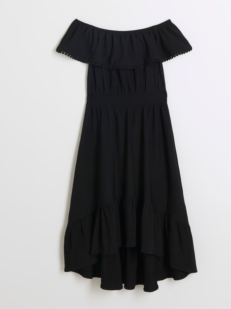 River Island Black Girls 100% Cotton Bardot Dress - Image 1 of 3
