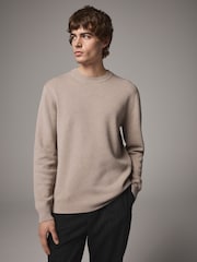 Oatmeal Regular Fit Cotton Rich Crew Jumper - Image 2 of 7