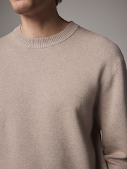 Oatmeal Regular Fit Cotton Rich Crew Jumper - Image 4 of 7