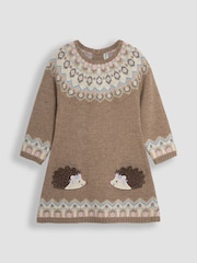 JoJo Maman Bébé Neutral Hedgehog Knitted Dress - Image 1 of 3